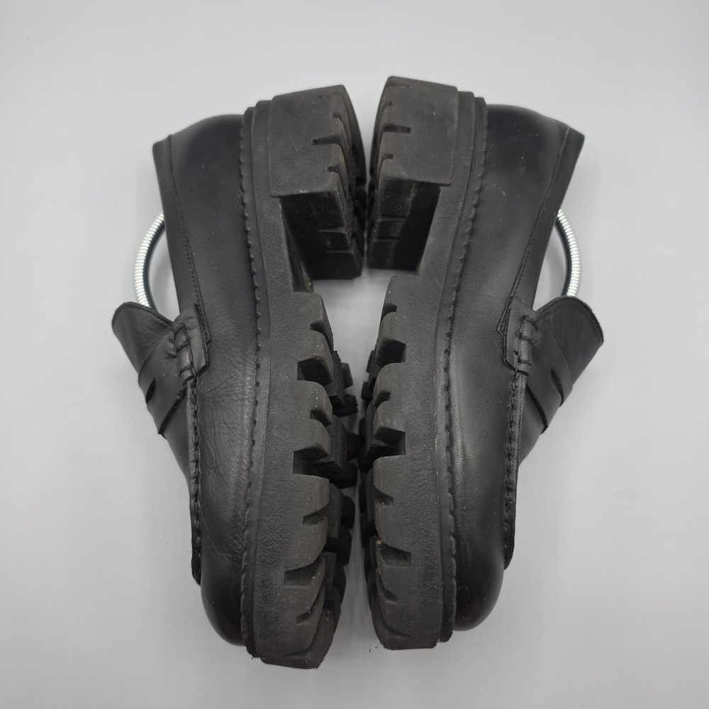 Free People Lyra Penny Loafers Womens 39.5 Black Leather Lug‎ Sole Chunky Retro - Picture 9 of 15